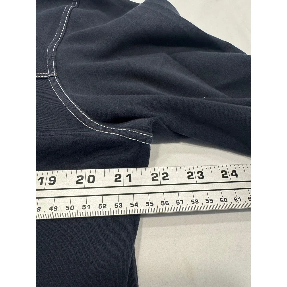 Liz Claiborne Liz & Co Zip Sweatshirt Contrast Stitch Pockets L Navy Blue Good